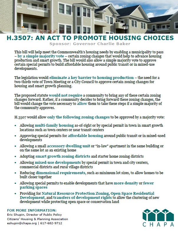 Summary of Housing Choices Legislation (H.3507)